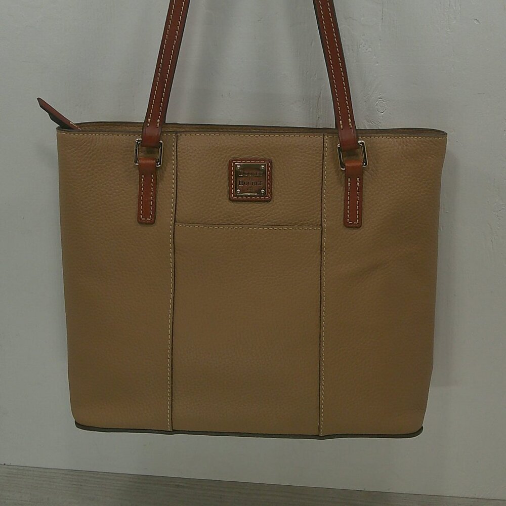 Dooney & Bourke Classic Minimalist Pebble Grain Camel Tan Leather Lexington Tote - Picture 4 of 14